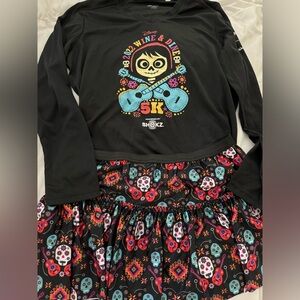 Run Disney Long Sleeve Wine & Dine Tech Shirt & Sparkle Athletics Coco skirt